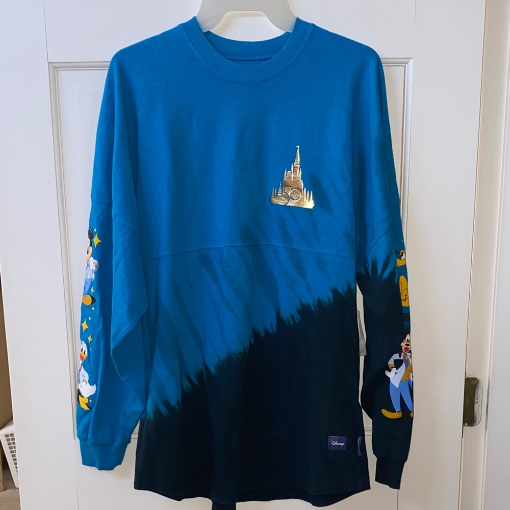 Disney World Parks 50th Anniversary Spirit Jersey Long Sleeve Blue Shirt NWT